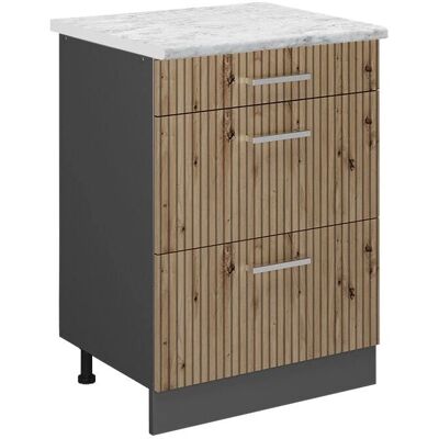 Vicco Gabinete base de cocina R-Line - Roble artesanal/Antracita - 60 cm Vicco Gabinete base de cocina R-Line - Roble artesanal/Antracita - 60 cm