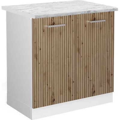 Vicco Armario bajo para fregadero R-Line - 80cm, Blanco, Roble, Mármol - Mueble de cocina Vicco Armario bajo para fregadero R-Line - 80cm, Blanco, Roble, Mármol - Mueble de cocina