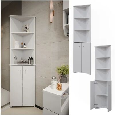 Armario de baño de esquina Fynn Blanco - Almacenamiento para baño Armario de baño de esquina Fynn Blanco - Almacenamiento para baño