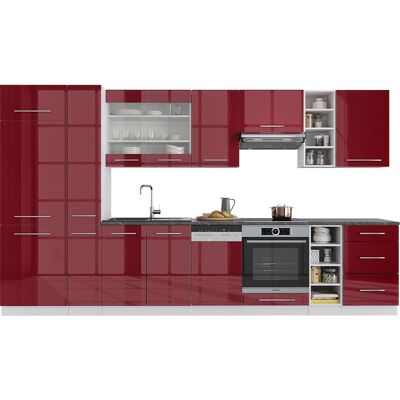 Vicco - Mueble de cocina Fame-Line - 355cm, Burdeos/blanco/Antracita Vicco - Mueble de cocina Fame-Line - 355cm, Burdeos/blanco/Antracita