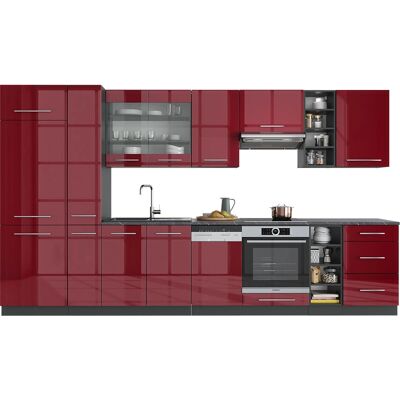 Vicco Gabinete de Cocina - Burdeos Brillo / Antracita, Roble - Gabinete de Cocina Vicco Gabinete de Cocina - Burdeos Brillo / Antracita, Roble - Gabinete de Cocina