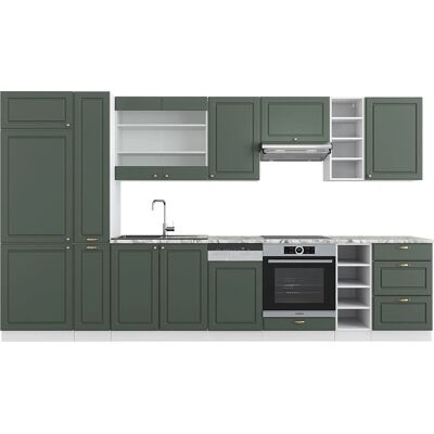 Vicco - Mueble de cocina Fame-Line - Verde-Dorado Casa de campo/Blanco - 355 cm - Mármol Vicco - Mueble de cocina Fame-Line - Verde-Dorado Casa de campo/Blanco - 355 cm - Mármol