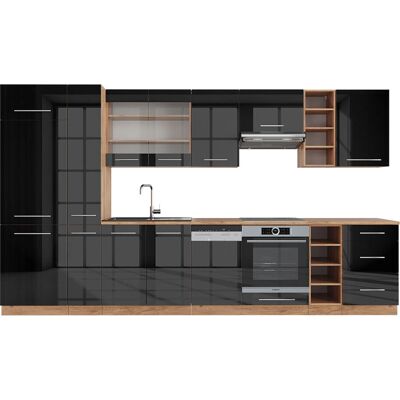Vicco - Mueble de cocina Fame-Line - Antracita/Roble - 355cm - Mueble de cocina Vicco - Mueble de cocina Fame-Line - Antracita/Roble - 355cm - Mueble de cocina
