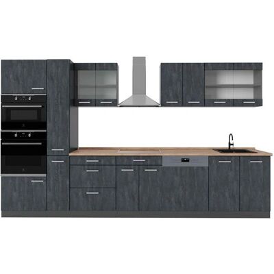 Cocina modular R-Line Vicco - 350cm, Hormigón negro/Antracita - Cocina Cocina modular R-Line Vicco - 350cm, Hormigón negro/Antracita - Cocina