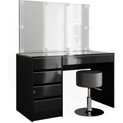 Vicco Sherry Schminktisch - LED-Beleuchtung, Hocker, Schwarz - Möbel Vicco Sherry Schminktisch - LED-Beleuchtung, Hocker, Schwarz - Möbel