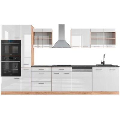 Gabinete de Cocina Vicco - Diseño Modular Ajustable - 350cm - Blanco Brillante / Roble Dorado Gabinete de Cocina Vicco - Diseño Modular Ajustable - 350cm - Blanco Brillante / Roble Dorado