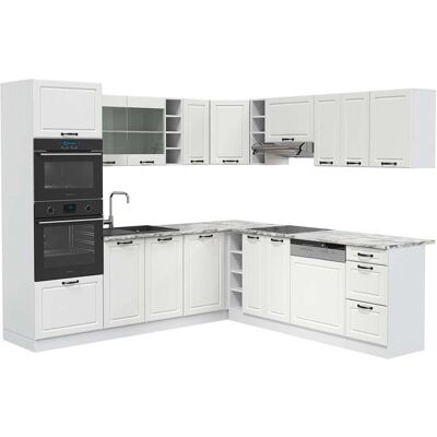 Vicco Cocina Esquinera - 237x60cm, Blanco/Blanco, Diseño en L Vicco Cocina Esquinera - 237x60cm, Blanco/Blanco, Diseño en L