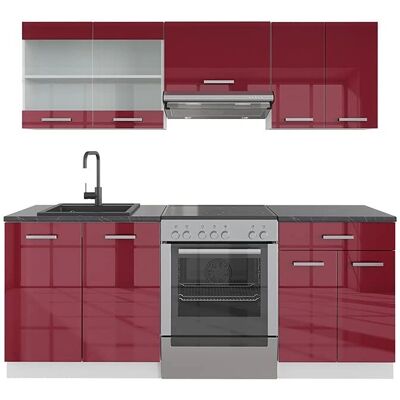 Vicco - Meuble de cuisine modulaire R-Line, Bordeaux brillant / Chêne doré - 200cm - Publicité Vicco - Meuble de cuisine modulaire R-Line, Bordeaux brillant / Chêne doré - 200cm - Publicité