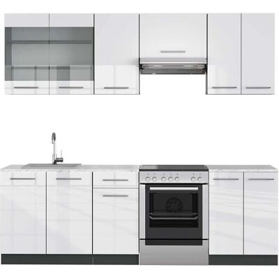 Vicco - Armario de Cocina Modular - Blanco brillante/Antracita - 240cm Vicco - Armario de Cocina Modular - Blanco brillante/Antracita - 240cm