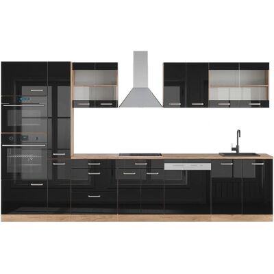 Vicco - Mueble de cocina R-Line, Blanco brillo intenso/roble oscuro, 350cm, armario alto - Muebles de cocina Vicco - Mueble de cocina R-Line, Blanco brillo intenso/roble oscuro, 350cm, armario alto - Muebles de cocina
