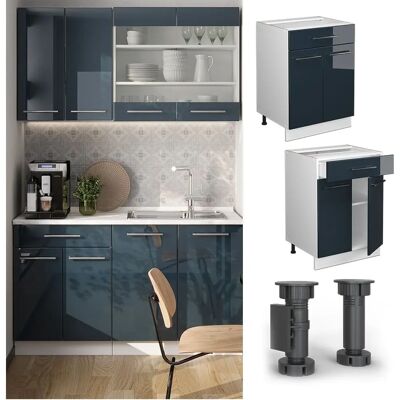 Vicco - Mueble bajo de cocina Fame-Line Azul oscuro alto brillo, 60 cm con cajón Vicco - Mueble bajo de cocina Fame-Line Azul oscuro alto brillo, 60 cm con cajón