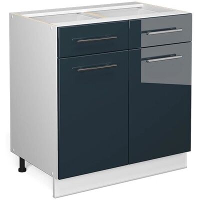 Vicco Bleu foncé 80cm Meuble de cuisine - Design moderne - Publicité Vicco Bleu foncé 80cm Meuble de cuisine - Design moderne - Publicité