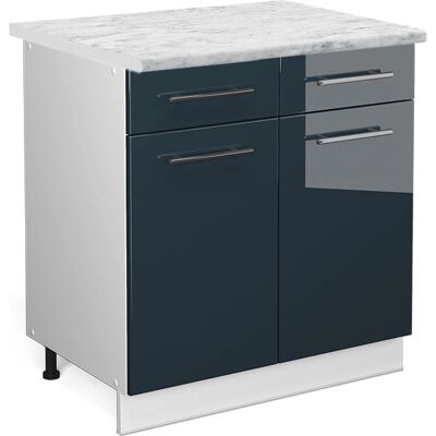 Vicco - Gabinete base de cocina Fame-Line - Azul oscuro alto brillo - 80cm - Mármol Vicco - Gabinete base de cocina Fame-Line - Azul oscuro alto brillo - 80cm - Mármol