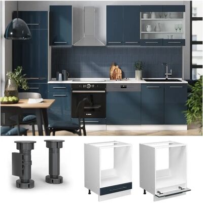 Vicco - Armario empotrado para horno - Azul oscuro alto brillo - 60cm Vicco - Armario empotrado para horno - Azul oscuro alto brillo - 60cm