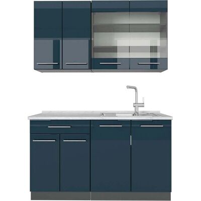 Vicco - Cocina Fame-Line - Azul oscuro alto brillo 140cm - Mármol Vicco - Cocina Fame-Line - Azul oscuro alto brillo 140cm - Mármol
