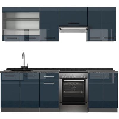 Vicco - Mueble de cocina azul oscuro alto brillo - 240 cm Vicco - Mueble de cocina azul oscuro alto brillo - 240 cm