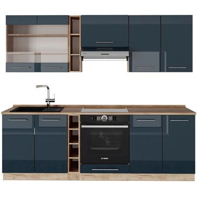 Vicco - Mueble de cocina Fame-Line - Azul oscuro / Roble dorado - 235cm Vicco - Mueble de cocina Fame-Line - Azul oscuro / Roble dorado - 235cm
