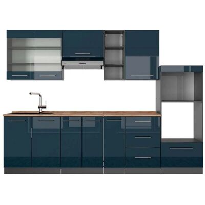Vicco - Mueble de cocina Fame-Line Azul oscuro antracita 280 cm - Cocina Vicco - Mueble de cocina Fame-Line Azul oscuro antracita 280 cm - Cocina