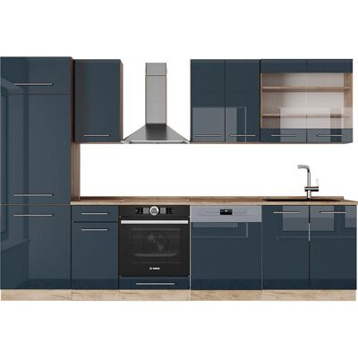Vicco - Mueble de cocina Fame-Line Azul oscuro/roble dorado 300cm - Mueble de cocina Vicco - Mueble de cocina Fame-Line Azul oscuro/roble dorado 300cm - Mueble de cocina