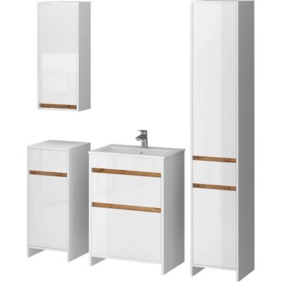 Conjunto de Muebles de Baño VICCO Detmold - 5 Piezas, Blanco Brillante / Roble Dorado Conjunto de Muebles de Baño VICCO Detmold - 5 Piezas, Blanco Brillante / Roble Dorado