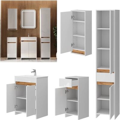 Conjunto de muebles de baño Vicco Lemgo - Blanco alto brillo - 5 piezas Conjunto de muebles de baño Vicco Lemgo - Blanco alto brillo - 5 piezas