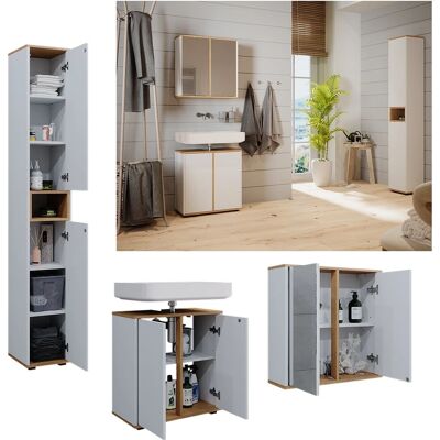 Conjunto de muebles de baño Didi Vicco - Blanco/Artesanal - 3 piezas Conjunto de muebles de baño Didi Vicco - Blanco/Artesanal - 3 piezas