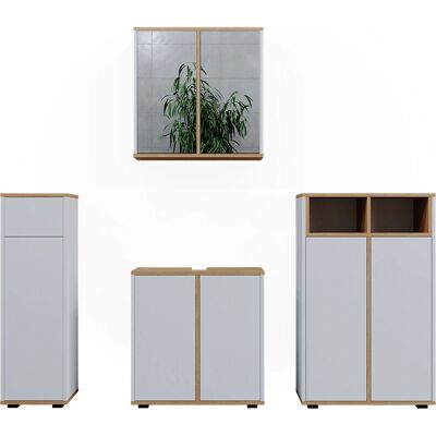 Conjunto de Muebles de Baño Vicco Didi - Blanco/Artesanal - 4 Piezas Conjunto de Muebles de Baño Vicco Didi - Blanco/Artesanal - 4 Piezas