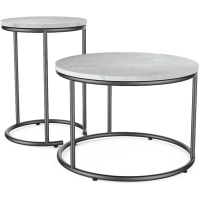 Vicco - Conjunto de mesas de centro Ottawa - Mármol blanco - 55x34.5cm & 55x55cm Vicco - Conjunto de mesas de centro Ottawa - Mármol blanco - 55x34.5cm & 55x55cm