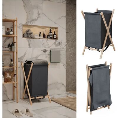 Vicco - Cesto para ropa sucia Bruno, Gris, 40 x 64 cm - Laundry Basket Vicco - Cesto para ropa sucia Bruno, Gris, 40 x 64 cm - Laundry Basket