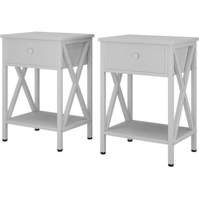 Table de nuit Keno Vicco - 2 pièces, Blanc - Avec tiroir et étagère - Publicité Table de nuit Keno Vicco - 2 pièces, Blanc - Avec tiroir et étagère - Publicité