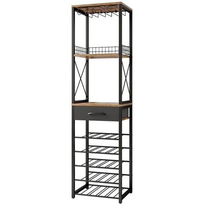Vicco Porto Rustik Eichen Flaschenregal - 7 Ablagen & Schublade Vicco Porto Rustik Eichen Flaschenregal - 7 Ablagen & Schublade