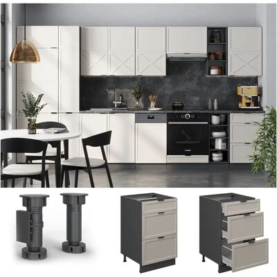 Vicco - Mueble bajo de cocina Fame-Line, GrisBeige, 50 cm - Gabinete de cocina Vicco - Mueble bajo de cocina Fame-Line, GrisBeige, 50 cm - Gabinete de cocina
