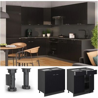Meubles de Cuisine VICCO - 80cm - Anthracite - Rayures noires - Meubles de cuisine - Publicité Meubles de Cuisine VICCO - 80cm - Anthracite - Rayures noires - Meubles de cuisine - Publicité