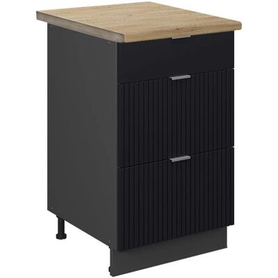 Meuble bas de cuisine Fame-Line - Rayures noires - 50cm - Publicité Meuble bas de cuisine Fame-Line - Rayures noires - 50cm - Publicité