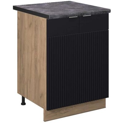 VICCO - Gabinete base de cocina Fame-Line - 60cm, Antracita, Rayas negras, Carvalho dorado VICCO - Gabinete base de cocina Fame-Line - 60cm, Antracita, Rayas negras, Carvalho dorado