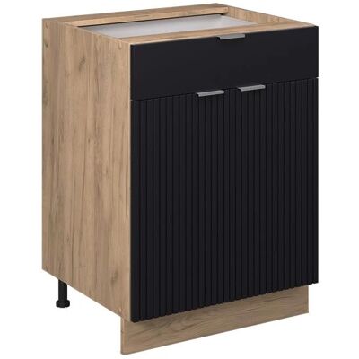 VICCO Gabinete de cocina - 60cm, Negro rayado, Roble dorado - Gabinete de cocina VICCO Gabinete de cocina - 60cm, Negro rayado, Roble dorado - Gabinete de cocina