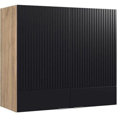 Armoire de cuisine en verre Vicco Fame-Line - 80cm - Rayures noires, Chêne doré - Publicité Armoire de cuisine en verre Vicco Fame-Line - 80cm - Rayures noires, Chêne doré - Publicité