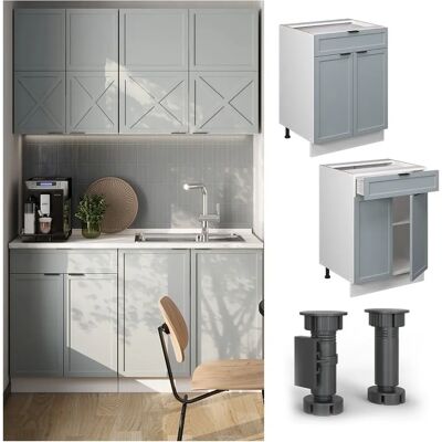 Armario de cocina Fame-Line VICCO - Antracita, Azul claro-gris, 60cm Armario de cocina Fame-Line VICCO - Antracita, Azul claro-gris, 60cm