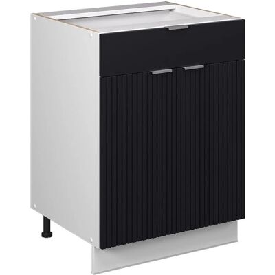 VICCO Fame-Line 60cm Küchenunterschrank - Schwarz-Weiß gestreift - Küchenmöbel VICCO Fame-Line 60cm Küchenunterschrank - Schwarz-Weiß gestreift - Küchenmöbel