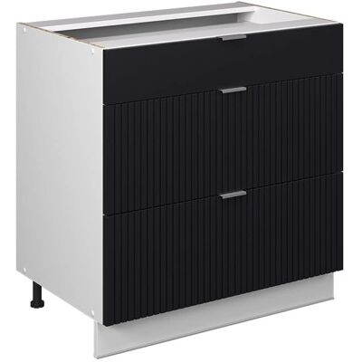 VICCO Fame-Line Küchenunterschrank - Schwarz-Weiß gestreift, 80cm, 3 Schubladen VICCO Fame-Line Küchenunterschrank - Schwarz-Weiß gestreift, 80cm, 3 Schubladen