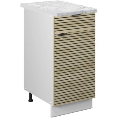 Fame-Line Küchenunterschrank - 40cm, Marmor PT, Eichenpaneel, Weiß - Küchenmöbel Fame-Line Küchenunterschrank - 40cm, Marmor PT, Eichenpaneel, Weiß - Küchenmöbel
