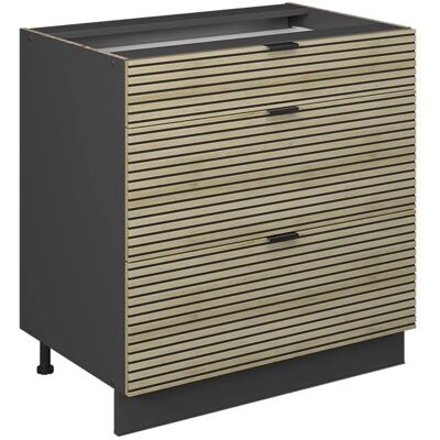 VICCO Fame-Line Armario Bajo de Cocina - 80cm, 3 Cajones, Antracita VICCO Fame-Line Armario Bajo de Cocina - 80cm, 3 Cajones, Antracita