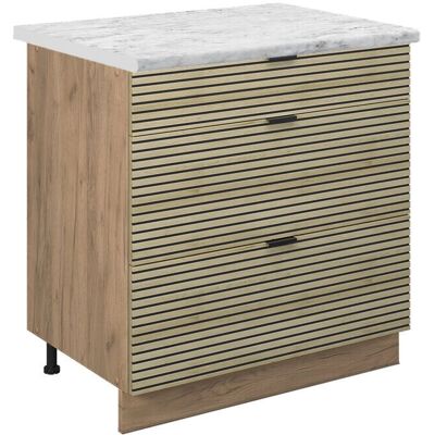 Fame-Line Küchenschrank - 80cm mit 3 Schubladen - Marmor PT - Carvalho Golden Strength - VICCO Fame-Line Küchenschrank - 80cm mit 3 Schubladen - Marmor PT - Carvalho Golden Strength - VICCO