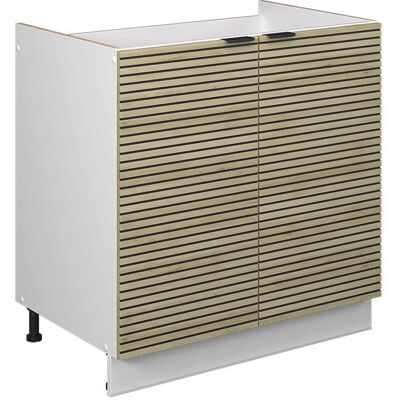 VICCO Unterschrank - 80cm, Weiß, Eichen-Panel - Küchenschrank VICCO Unterschrank - 80cm, Weiß, Eichen-Panel - Küchenschrank