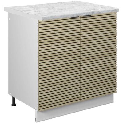 Armario bajo Vicco para fregadero - 80cm, Roble, Mármol - Armario de Cocina Armario bajo Vicco para fregadero - 80cm, Roble, Mármol - Armario de Cocina