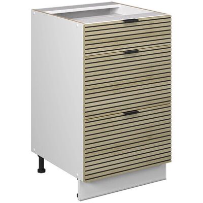 VICCO Küchenschrank - 50cm, Weiß, Eichenholz Panel - Küchenmöbel VICCO Küchenschrank - 50cm, Weiß, Eichenholz Panel - Küchenmöbel