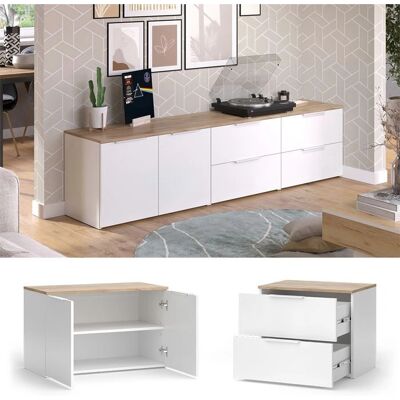 Ensemble de meuble TV Vicco - Wido, Blanc/Sonoma, 3 pièces - Publicité Ensemble de meuble TV Vicco - Wido, Blanc/Sonoma, 3 pièces - Publicité