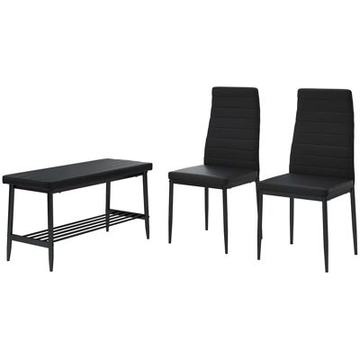 Vicco Grand Ensemble de 3 bancs et chaises noirs pour cuisine - Publicité Vicco Grand Ensemble de 3 bancs et chaises noirs pour cuisine - Publicité