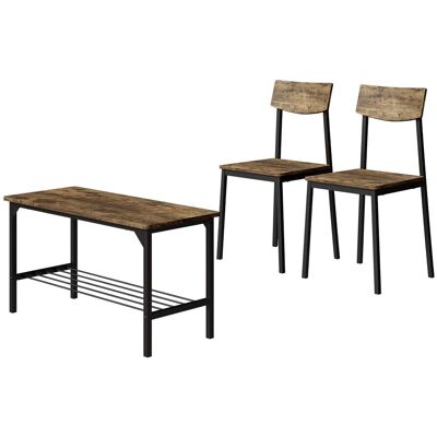 Vichy Banc et Chaises Fyrk - Noir/Eiche rustique - 3 pièces - Publicité Vichy Banc et Chaises Fyrk - Noir/Eiche rustique - 3 pièces - Publicité