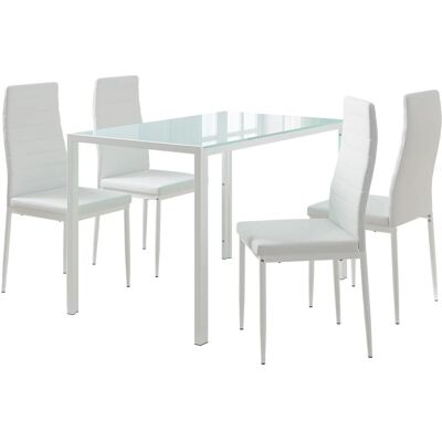 Ensemble de table à manger Vicco Grand Blanc - Style moderne pour 4 - Publicité Ensemble de table à manger Vicco Grand Blanc - Style moderne pour 4 - Publicité